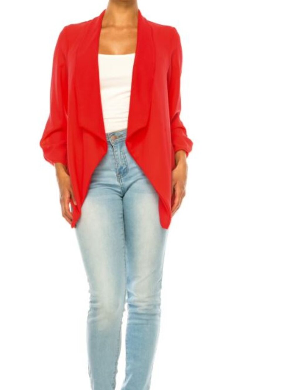 Ruched Sleeve Lightweight Blazer Shrug Size M